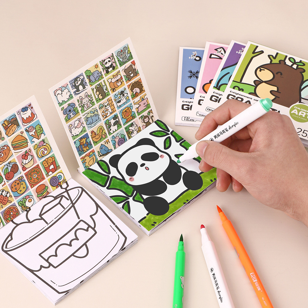 Art Craft Notebook - Cartoon handig kleurboek 25-vellen mini aquarel