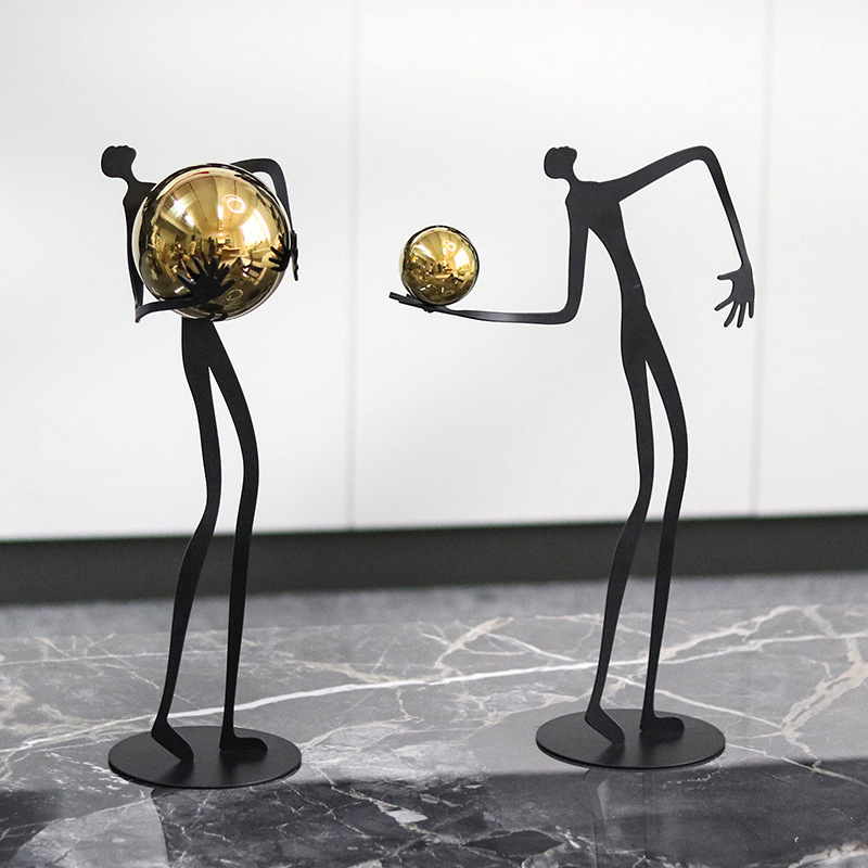 Art Craft Club - Moderne kunst Ball-Holding Characters Metalen ornamenten
