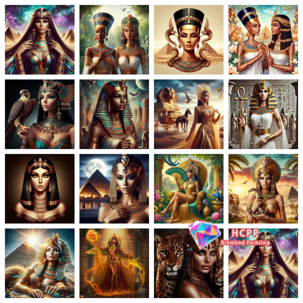 Queen Art Craft - Egyptische koningin Diamond Painting Kit vierkante