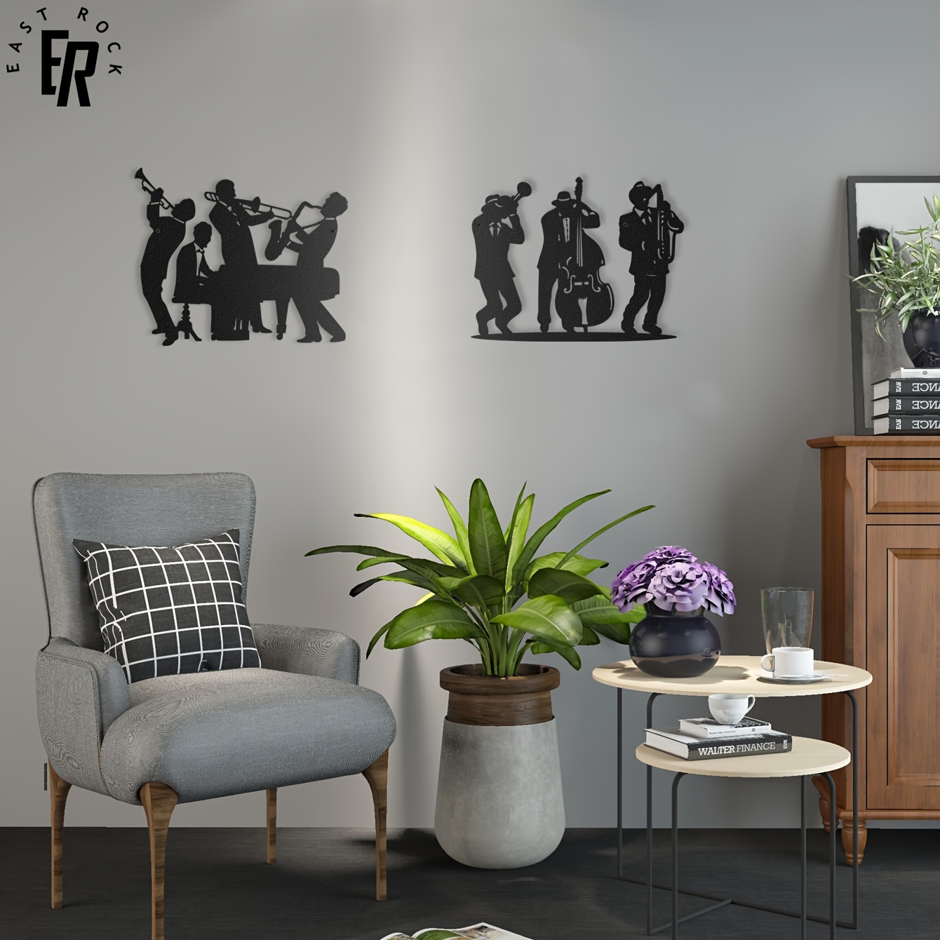 Art Craft Cafe - Metaal muzikant silhouet wanddecoratie | Jazzband