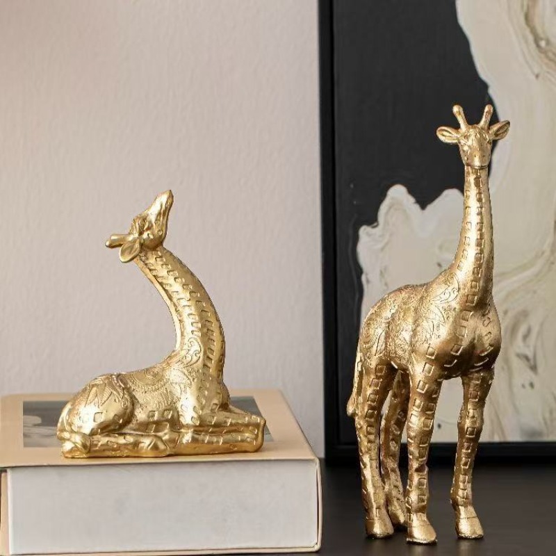 Art Craft Cafe - 2 stks/set Giraffe Ornament, Gouden Standbeeld