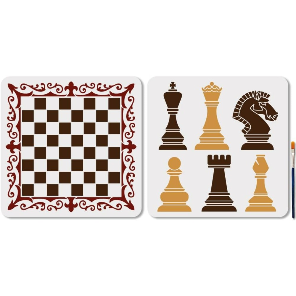 Queen Art Craft - 2 stuks schaakstukken stencil kant schaakbord