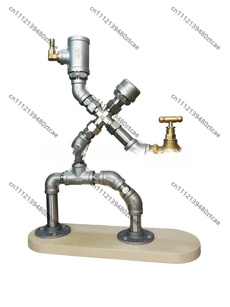 Art Craft Cafe - Roestvrijstalen waterpijpornament, retro creatieve kunstnijverheidsdecoratie voor