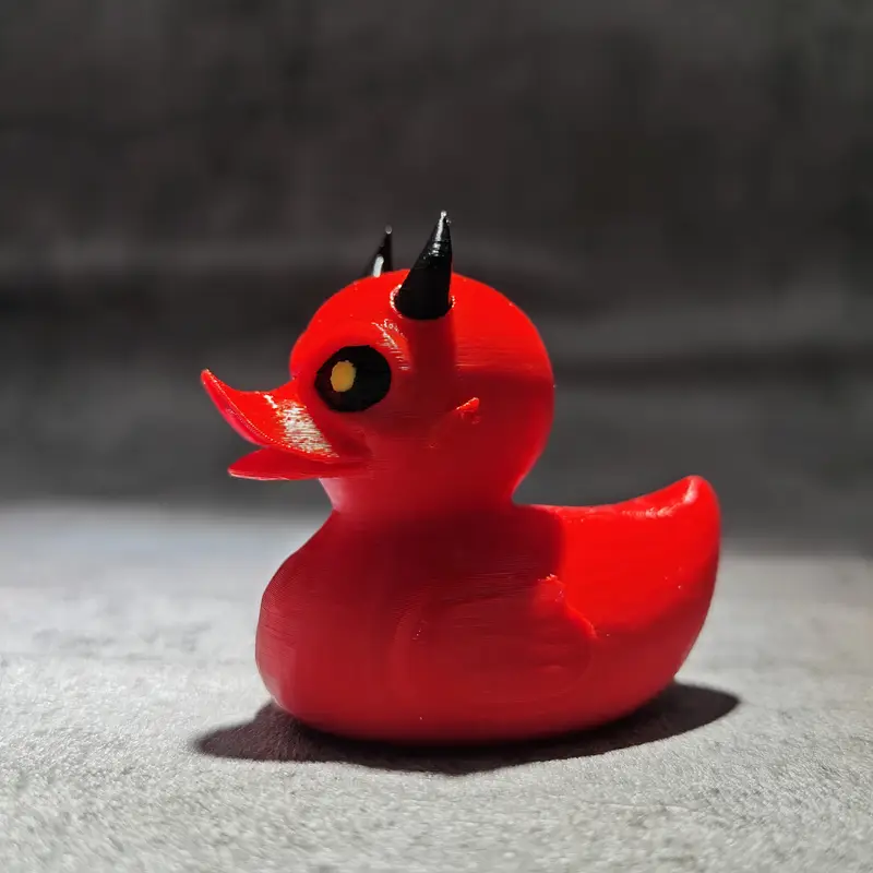 Art Craft Duck - 3D-geprinte duivel eend standbeeld donkere duivel
