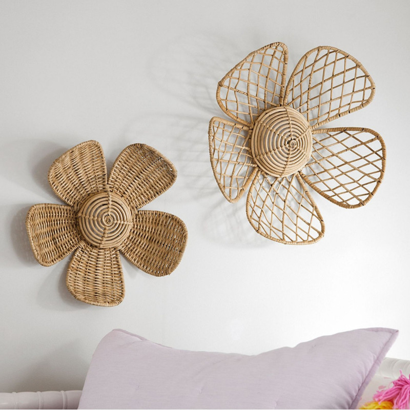 Art Craft Furniture - Nordic Geweven Rotan Bloem Muur Decor