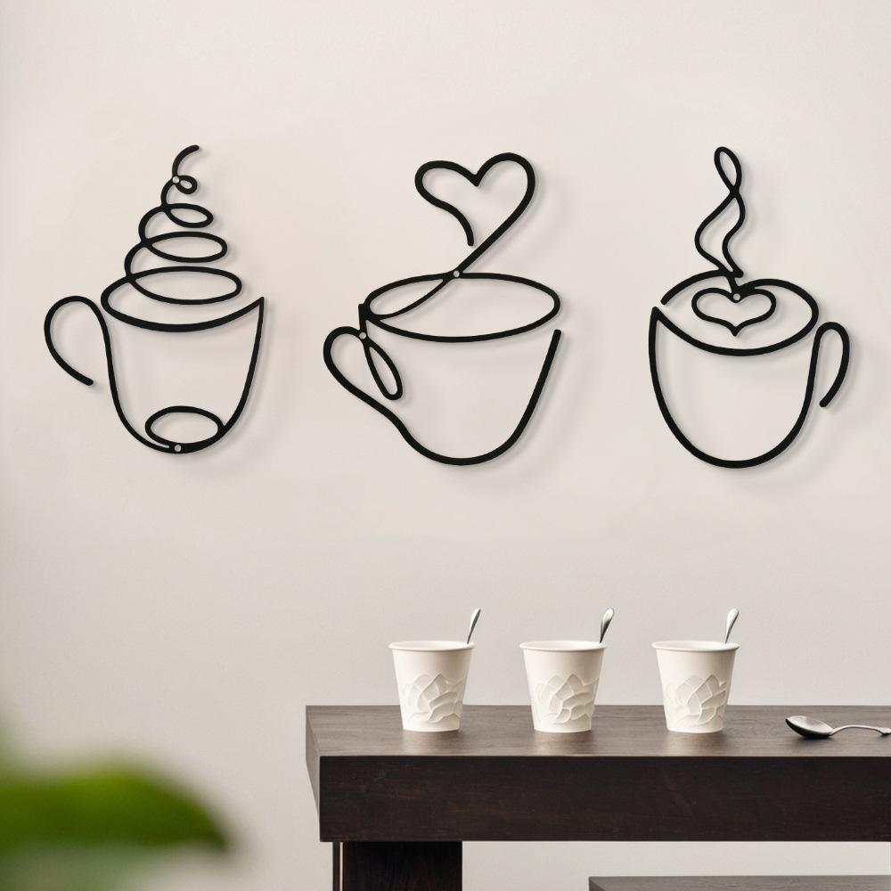 Art Craft Cafe - 3-delige set creatieve koffie-wanddecoratie, modieuze set,