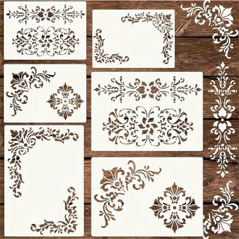 Art Craft Furniture - 6 stuks bloemen hoekstencils voor schildersjabloon