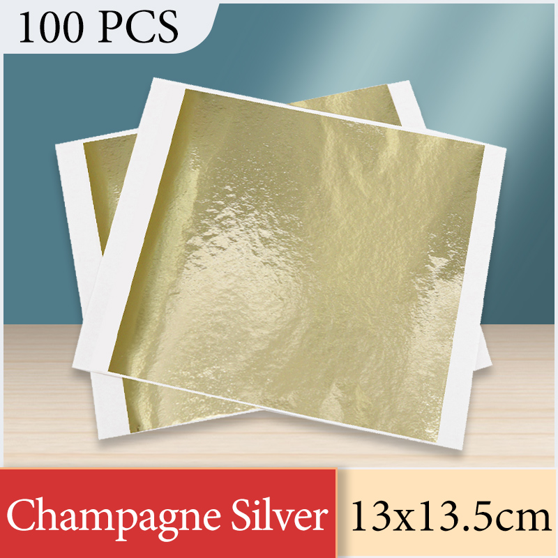 Art Craft Furniture - 13x13.5 cm Champagne Zilverfolie Papier Bladgoud