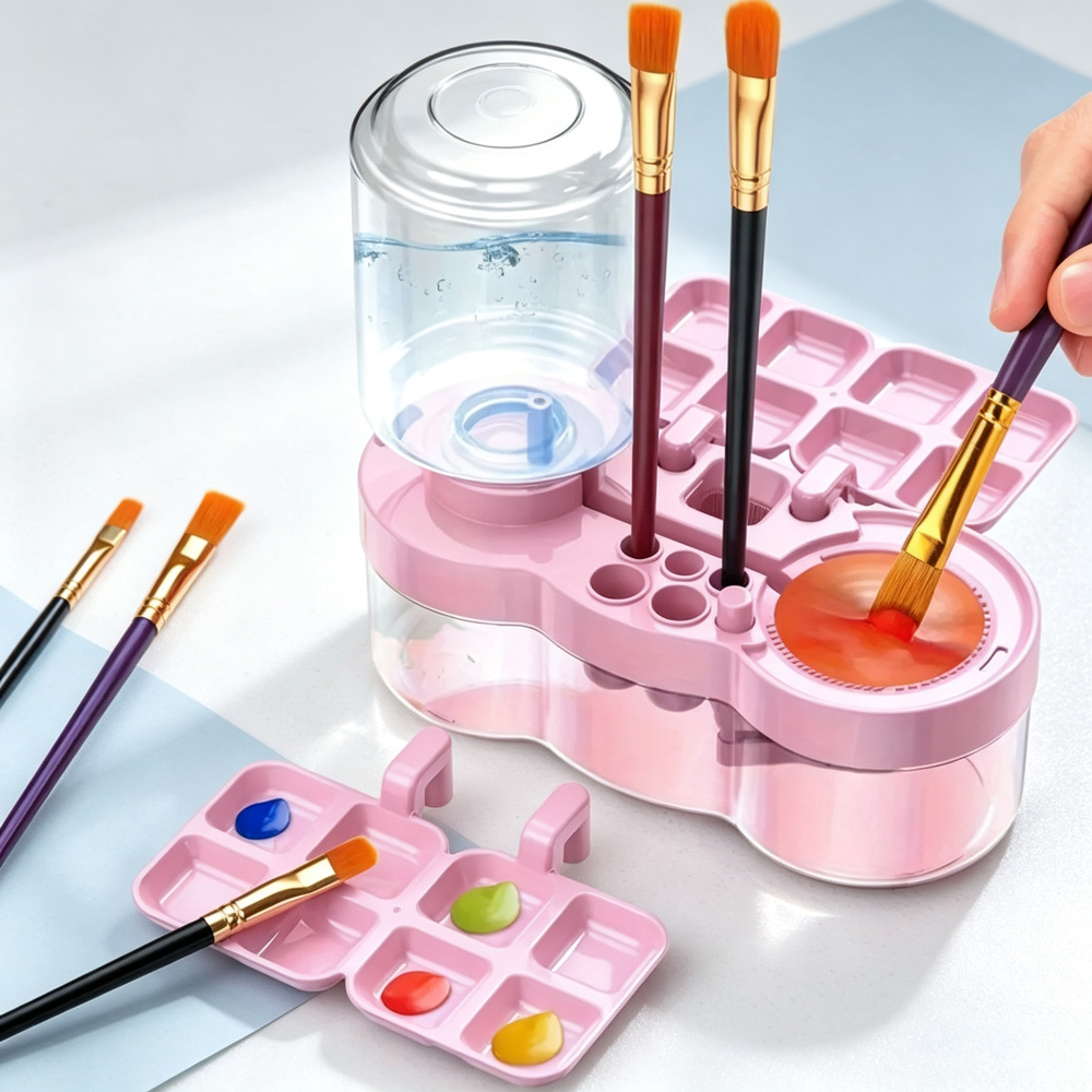 Art And Craft With Paint - Verfkwastreiniger Multifunctioneel Draagbaar Kunstenaarsreinigingsgereedschap Met Paletpenhouder
