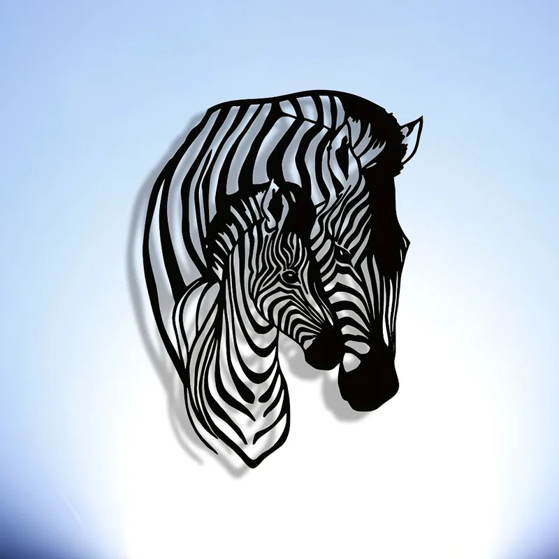 Art Craft Cafe - Elegante minimalistische zebra-familie metalen wanddecoratie -