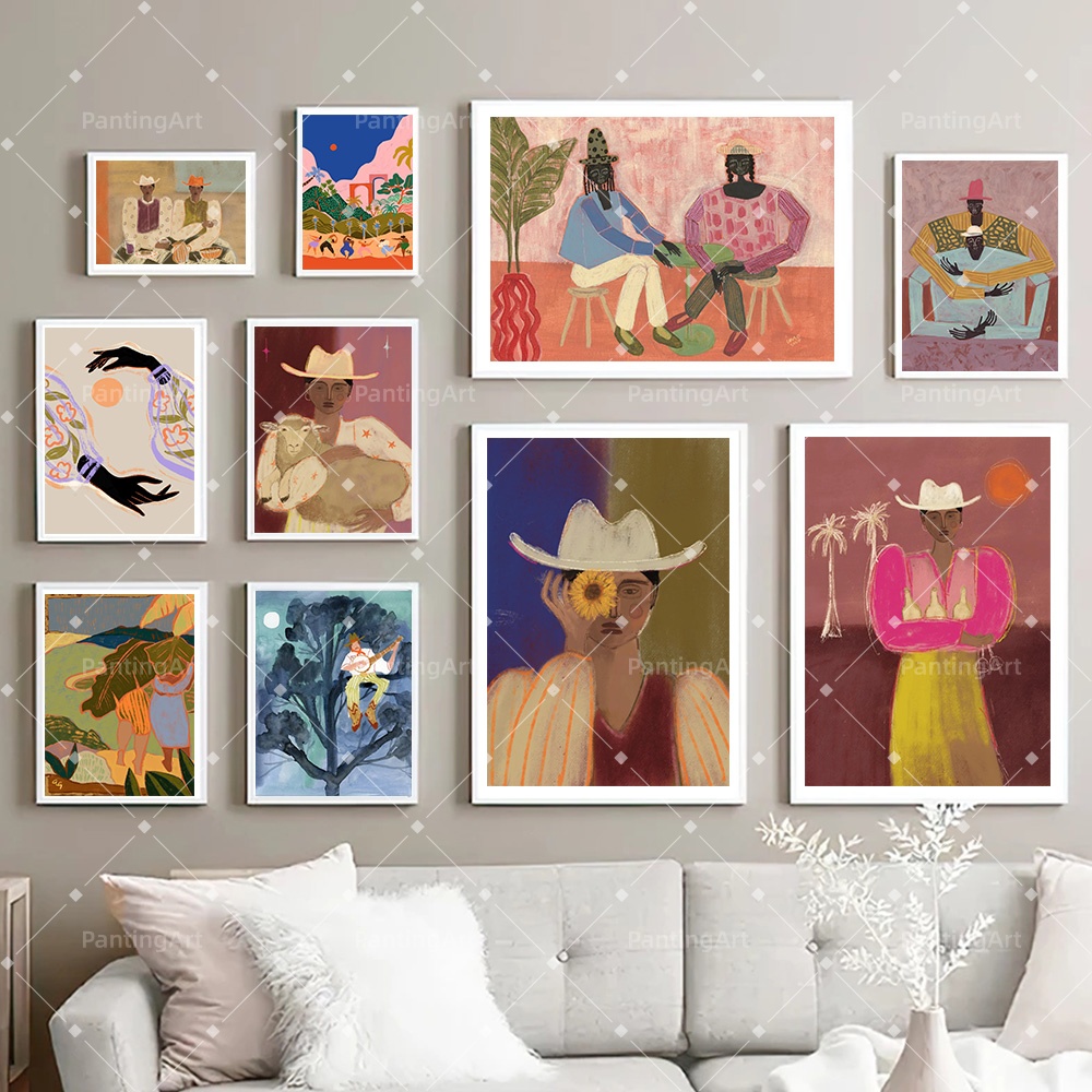 Art Craft Toys - Bohemian Cowboy Disco Martini Canvas Schilderij