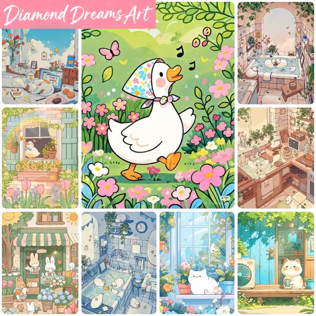 Art Craft Duck - Frameloze, schattige cartoon dieren diamantschilderij, grillige