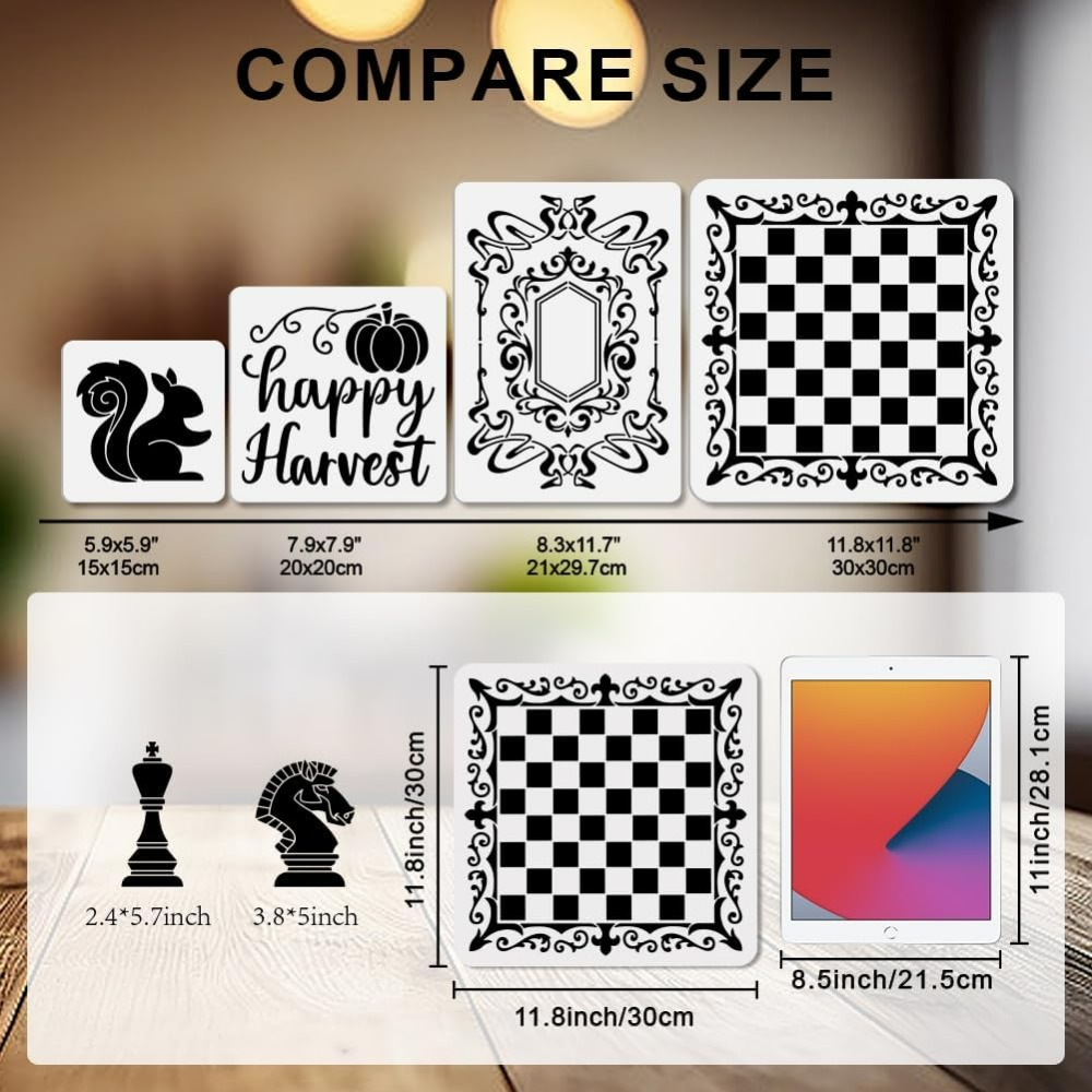 2 stuks schaakstukken stencil  - Queen Art Craft recensie en prijs